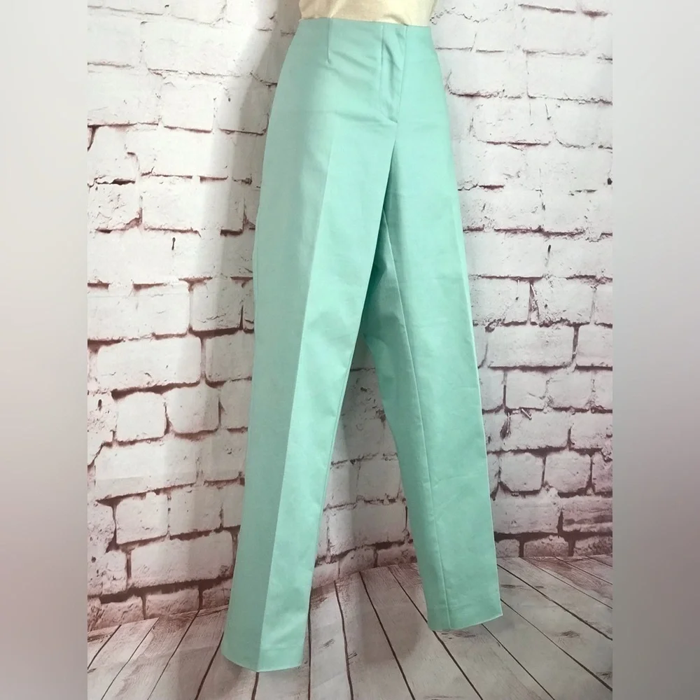 BELLA COLORI Aquamarine Teal Pastel High Waist Tailored Slacks Pants Size 8 - Picture 9 of 16